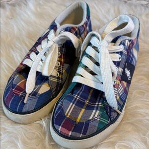 Polo by Ralph Lauren Plaid Canvas Sneakers in Navy, Green, Yellow, Burgundy